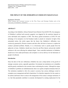 The Impact of the Zimbabwean Crisis on Parastatals