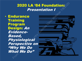 Endurance Training Webinar Program Clinic Design: an Evidence­ Coaches Based