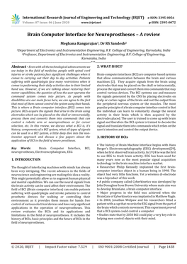 Brain Computer Interface for Neuroprostheses – a Review