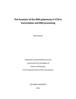The Functions of the RNA Polymerase II CTD in Transcription and RNA Processing