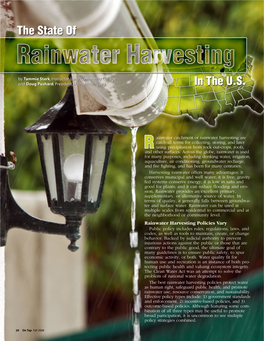 Rainwater Harvesting Policies Vary Public Policy Includes Rules, Regulations, Laws, and Codes, As Well As Tools to Maintain, Create, Or Change Behavior