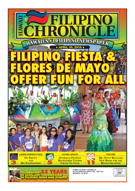April 30, 2016 Hawaii Filipino Chronicle  1
