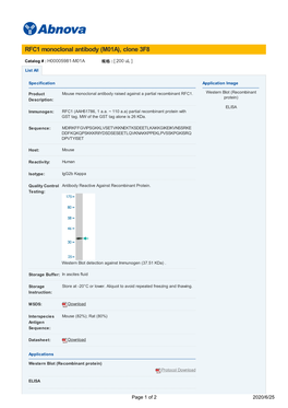 RFC1 Monoclonal Antibody (M01A), Clone 3F8