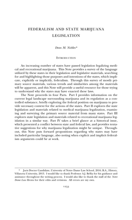 Federalism and State Marijuana Legislation