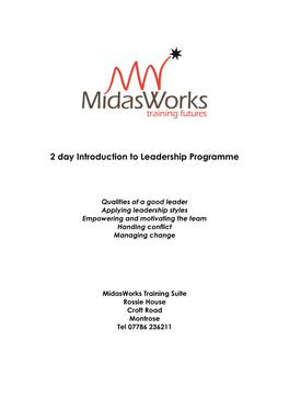 2 Day Introduction to Leadership Programme