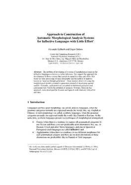 Approach to Construction of Automatic Morphological Analysis Systems for Inflective Languages with Little Effort*