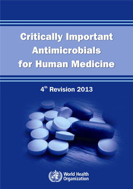 Critically Important Antimicrobials for Human Medicine