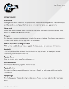 App Glossary Terms