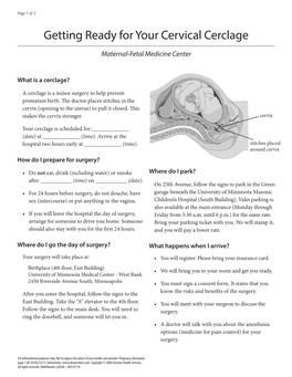 Getting Ready for Your Cervical Cerclage