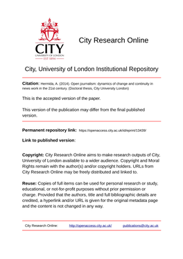 Journalism: Dynamics of Change and Continuity in News Work in the 21St Century