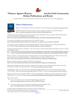 Violence Against Women and the Faith Community: Online