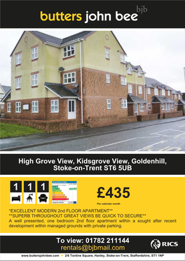 High Grove View, Kidsgrove View, Goldenhill, Stoke-On-Trent ST6 5UB