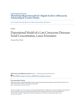 Depositional Model of a Late Cretaceous Dinosaur Fossil Concentration, Lance Formation Summer Rose Weeks