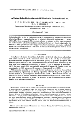 A Mutant Inducible for Galactitol Utilization in Eschen'chia COU K 12