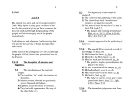 1 2 5/27/07 Acts 5-6 the Church Was Alive and on Fire Empowered by God's Holy Spirit As They Gave a Witness of the Love By