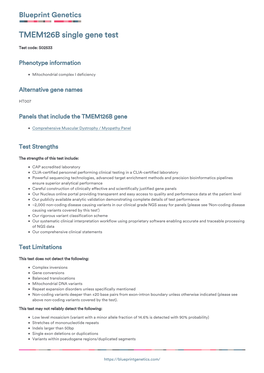Blueprint Genetics TMEM126B Single Gene Test