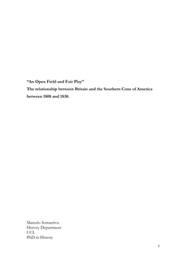 “An Open Field and Fair Play” the Relationship Between Britain and the Southern Cone of America Between 1808 and 1830. Marc