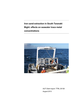 Iron Sand Extraction in South Taranaki Bight: Effects on Seawater Trace Metal Concentrations