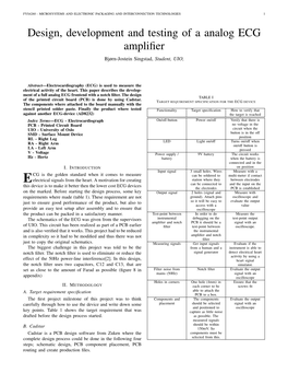 Design, Development and Testing of a Analog ECG Amplifier