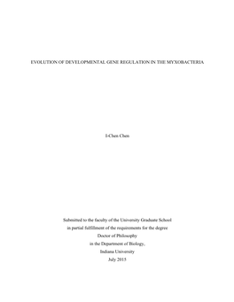 Evolution of Developmental Gene Regulation in the Myxobacteria