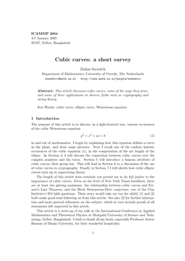 Cubic Curves: a Short Survey