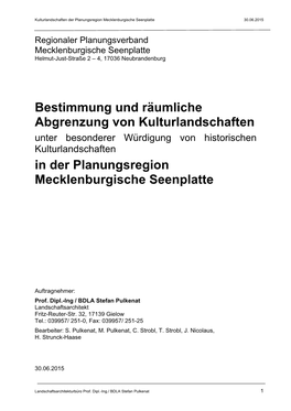 Bestimmung Und Räumliche Abgrenzung Von Kulturlandschaften