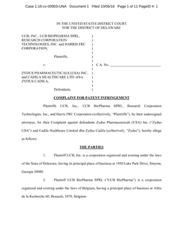 Case 1:16-Cv-00903-UNA Document 1 Filed 10/06/16 Page 1 of 11 Pageid #: 1