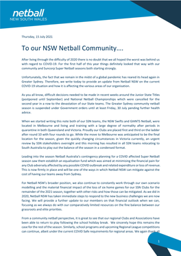 Update to Netball Community