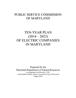 (2014 – 2023) of Electric Companies in Maryland