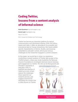 Coding Twitter, Lessons from a Content Analysis of Informal Science