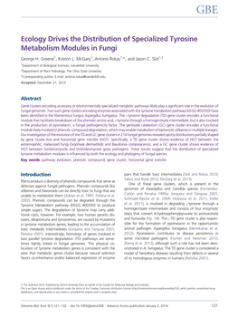 Ecology Drives the Distribution of Specialized Tyrosine Metabolism Modules in Fungi