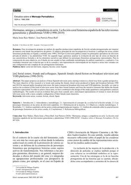 Hermanas, Amigas Y Compañeras En Serie. La Ficción Coral Femenina Española De Las Televisiones Generalistas Y Plataformas VOD (1990-2019)