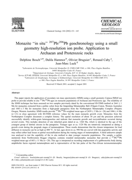 Monazite ''In Situ'' Pb/ Pb Geochronology Using a Small