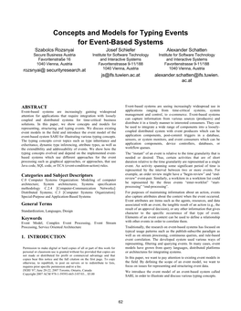 Concepts and Models for Typing Events for Event-Based Systems