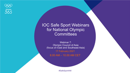 IOC Safe Sport Webinars for National Olympic Committees