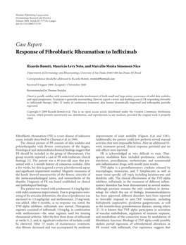 Response of Fibroblastic Rheumatism to Infliximab