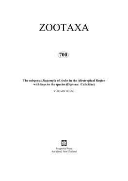 Zootaxa, Diptera, Culicidae, Aedes (Stegomyia)