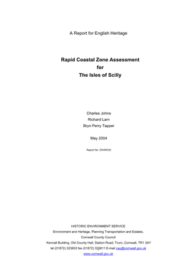 Rapid Coastal Zone Assessment for the Isles of Scilly 2004
