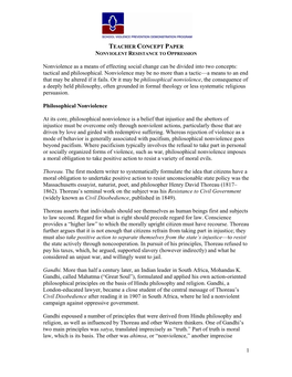 Teacher Concept Paper: Nonviolent
