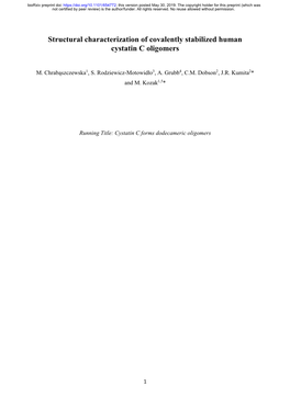 Structural Characterization of Covalently Stabilized Human Cystatin C Oligomers