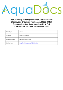 And Chauncey Thomas, Jr. (1850-1919), Commanding: Conflict Aboard the U