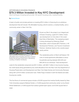 79.3 Million Invested in Key NYC Development Site 6 at Essex Crossing Will Provide 100 Senior Housing Units, Medical Facility