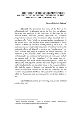 Of the Government Policy of Education in the Written