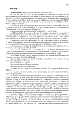 Conclusion Pour Le Rapport De L'etat "Sur L'état Du Lac Baïkal Et Sur