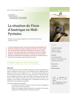 La Répartition Du Vison D'amérique En Midi-Pyrénées