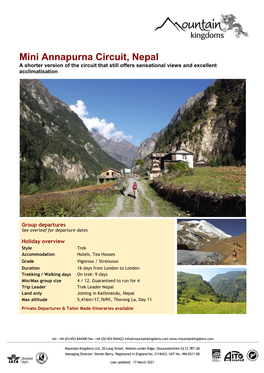 2021 Mini Annapurna Circuit