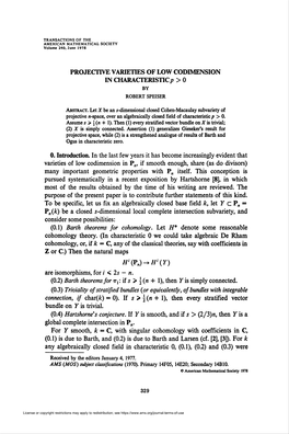 Projective Varieties of Low Codimension 337