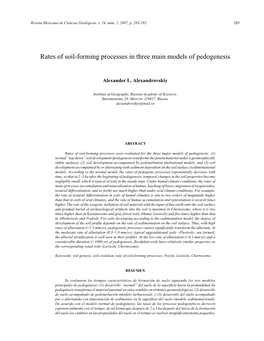 Rates of Soil-Forming Processes in Three Main Models of Pedogenesis