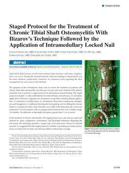 Staged Protocol for the Treatment of Chronic Tibial Shaft Osteomyelitis with Ilizarov’S Technique Followed by the Application of Intramedullary Locked Nail