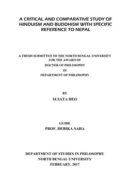A Critical and Comparative Study of Hinduism and Buddhism with Specific Reference to Nepal